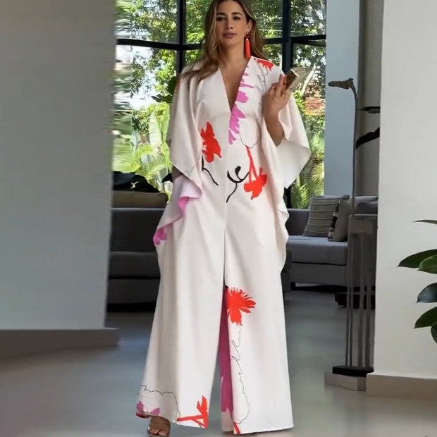 Fashionable Contrast Color, V-neck Design Slim Jumpsuit