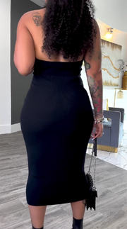 Black sleeveless maxi dress