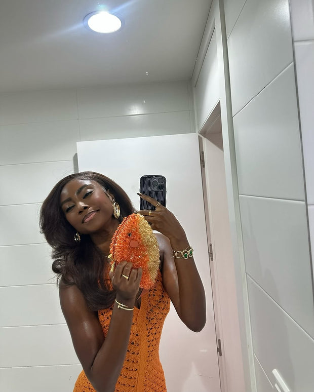 Orange Knit Sleeveless Dress