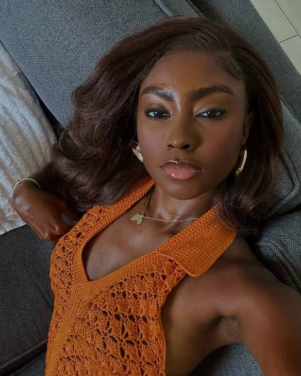 Orange Knit Sleeveless Dress
