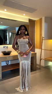 Shiny Tassel Slip Dress