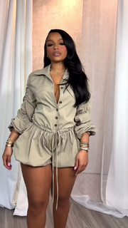 Con estilo Long Sleeve Cargo Romper