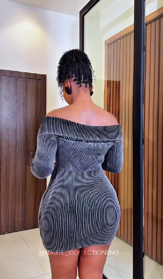 Temperament line long sleeve hip dress