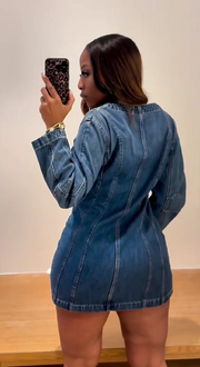 Washed Denim Shirt Skirt