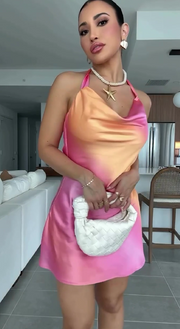 Pink Gradient Ice Silk Dress