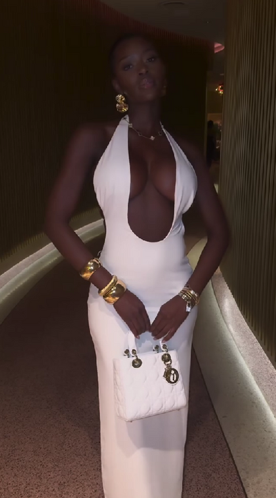 Solid color lace-up halter neck sexy hollow slim dress