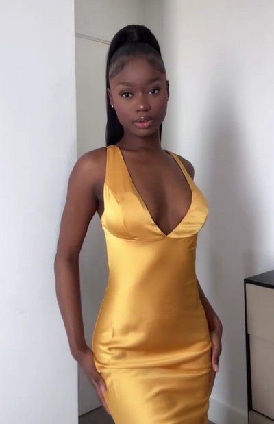 Sexy slim-fit deep v dress