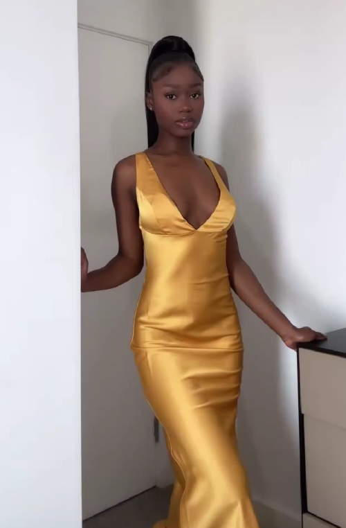 Sexy slim-fit deep v dress
