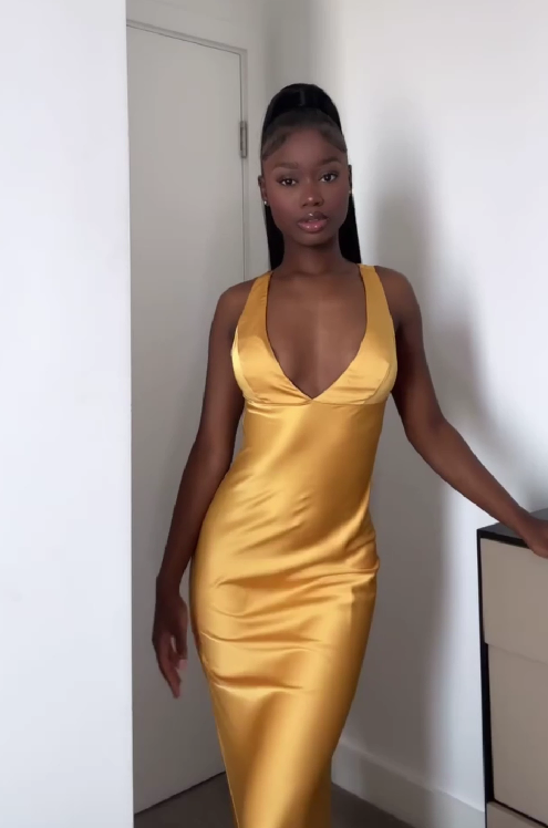 Sexy slim-fit deep v dress