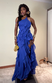 Sleeveless irregular ruffle dress