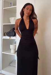 Deep V Sexy Sleeveless Lace-up Halter Dress