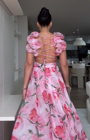 French Lisianthus Print Dress