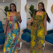 2025 new fashion women's pleated design printed dress