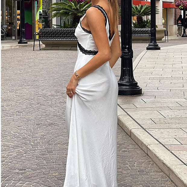 Lace trim suspender dress