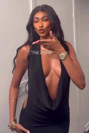 Black deep V sleeveless backless sexy dress