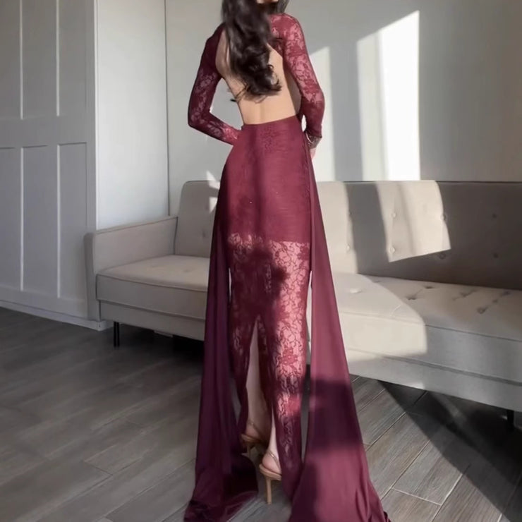 Long Sleeve Lace Turtleneck Dress