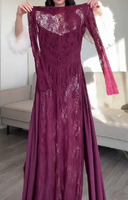Long Sleeve Lace Turtleneck Dress