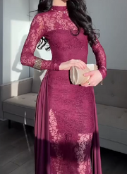 Long Sleeve Lace Turtleneck Dress