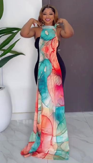 Sleeveless Painted Print Dress