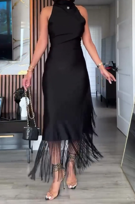 Sleeveless Organza Mermaid Maxi Dress