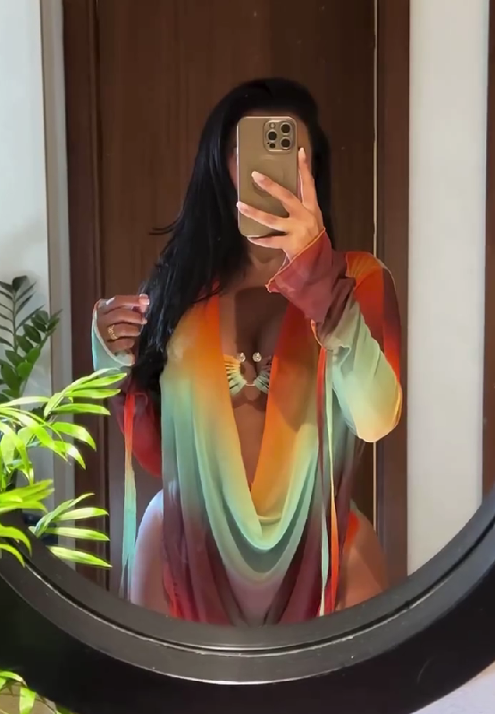 Beach holiday style rainbow color suit