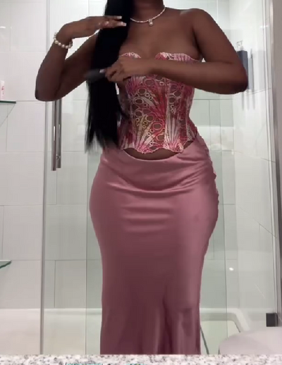 Irregular Lace Corset Skirt Set