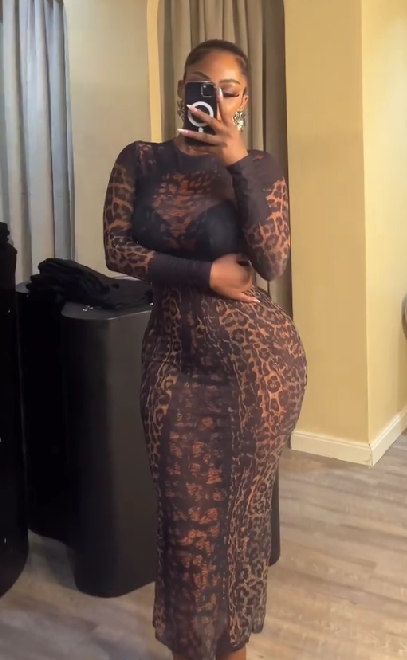 Sexy mesh see-through leopard print dress