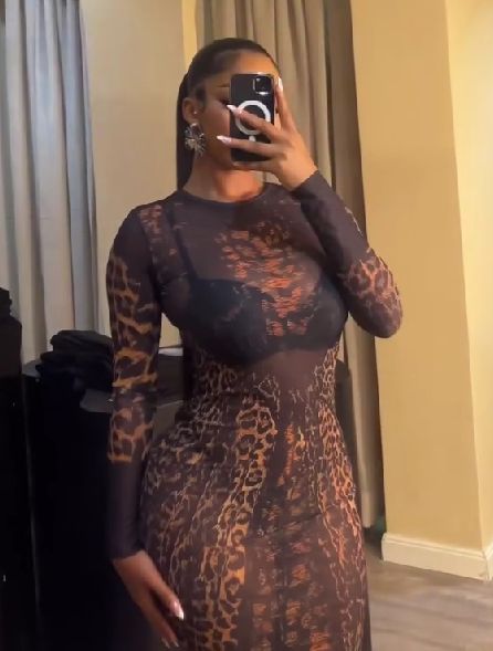 Sexy mesh see-through leopard print dress