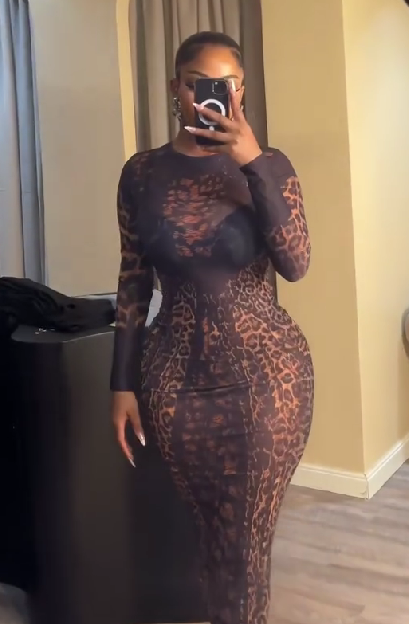 Sexy mesh see-through leopard print dress