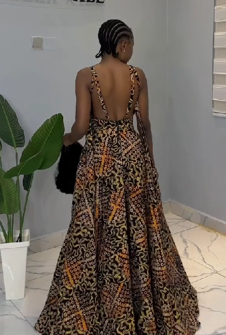 New Lace-Up Floral Maxi Dress