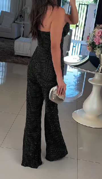 Glitter Polka Dot Tube Top Jumpsuit