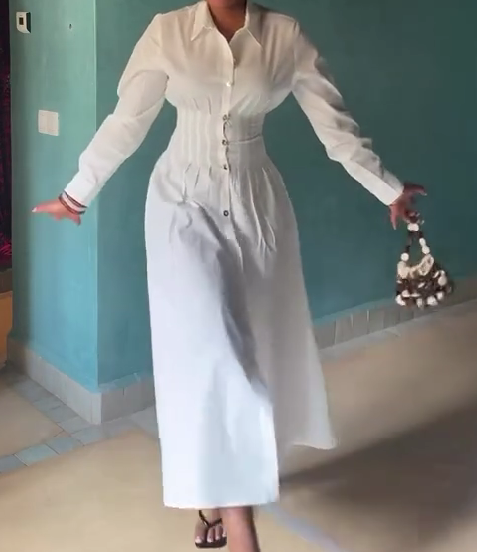 Spring new casual single-breasted dress