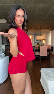 Backless halter neck deep V dress