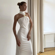 Metal Button Slim Fit Long Dress