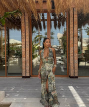 Romantic Flower Halter Dress