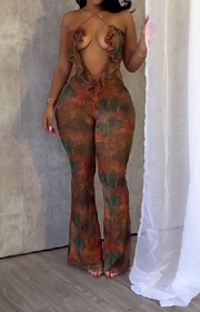 Wave V-neck halter dress