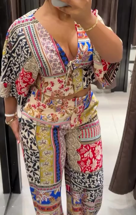 French patchwork print suit