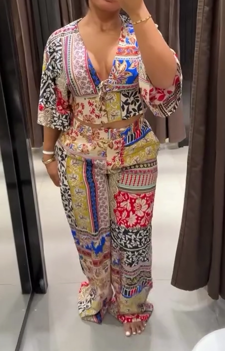 French patchwork print suit