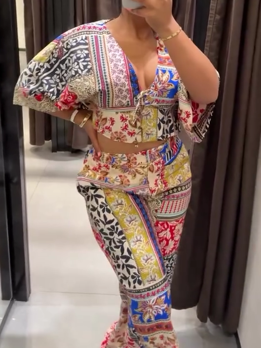 French patchwork print suit