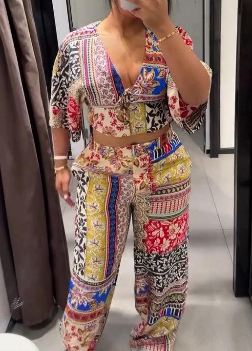 French patchwork print suit