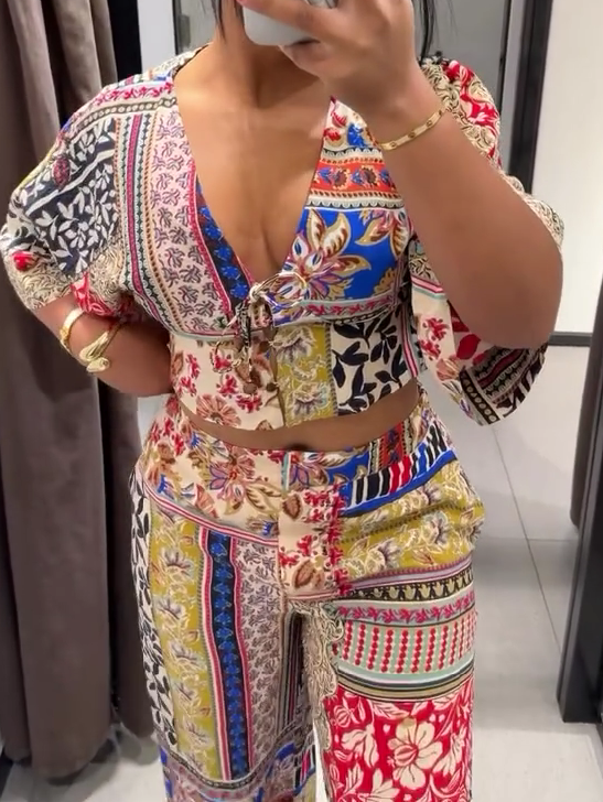 French patchwork print suit