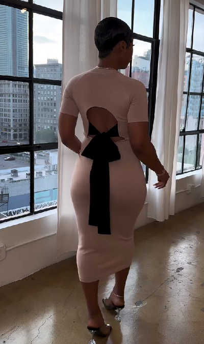 Backless Bow Slim Dress
