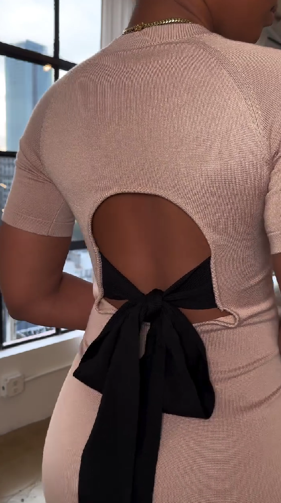 Backless Bow Slim Dress