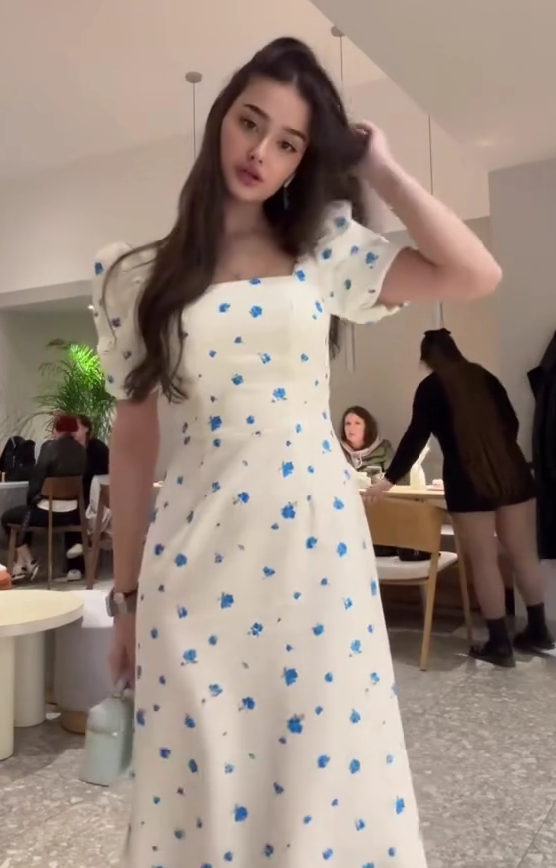 European and American French style floral short sleeve dress