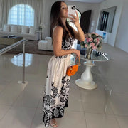 Printed sleeveless V-neck dress