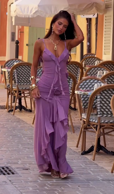 Elegant Fitted Floral Ribbon Sling Dress