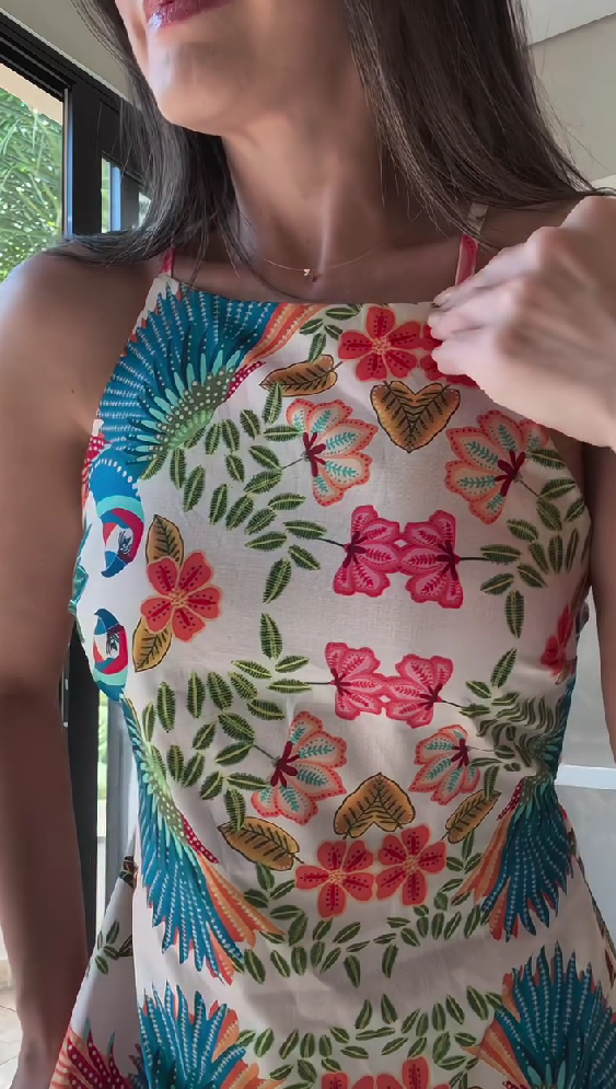 Bohemian Print Sleeveless Tie Resort Dress