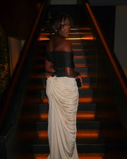 Round Neck Sleeveless Backless Side Drape Dress