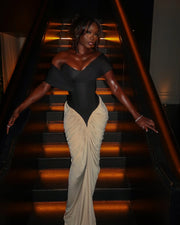 Round Neck Sleeveless Backless Side Drape Dress
