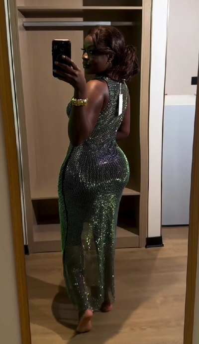 Sexy vest dress with sparkling rhinestones